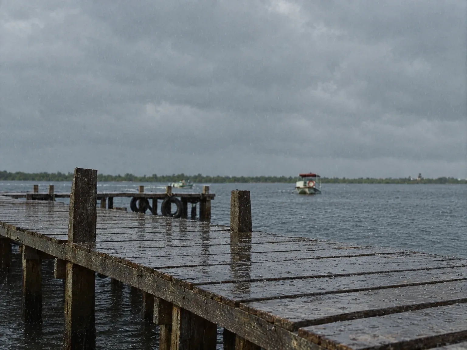 Rainy pier